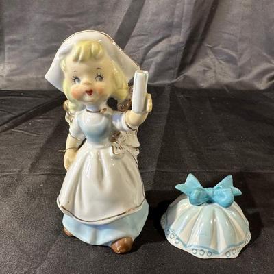 Lot of 3 Vintage Figurines, Two with handmade umbrellas