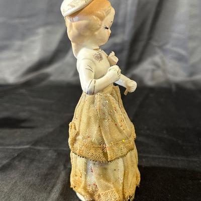 Lot of 3 Vintage Figurines, Two with handmade umbrellas