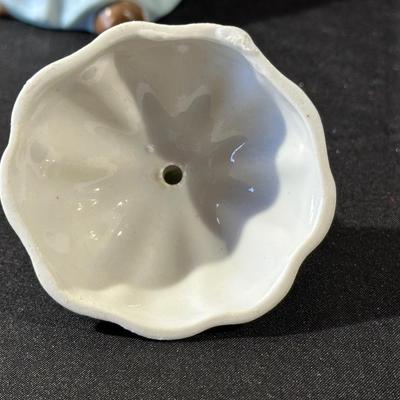 Lot of 3 Vintage Figurines, Two with handmade umbrellas