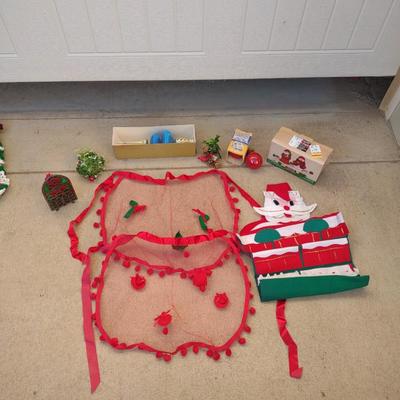 SHEER APRONS, HANGING SANTA, STAINED GLASS CANDLE HOLDER AND MORE