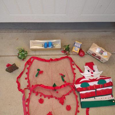 SHEER APRONS, HANGING SANTA, STAINED GLASS CANDLE HOLDER AND MORE