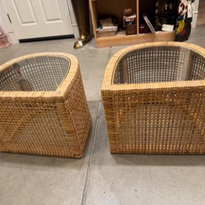 Two Wicker End Tables