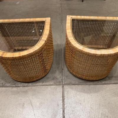 Two Wicker End Tables