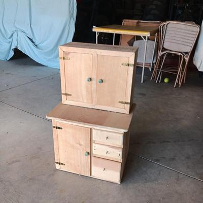 CHILD'S HANDMADE WOODEN HOOSIER CABINET