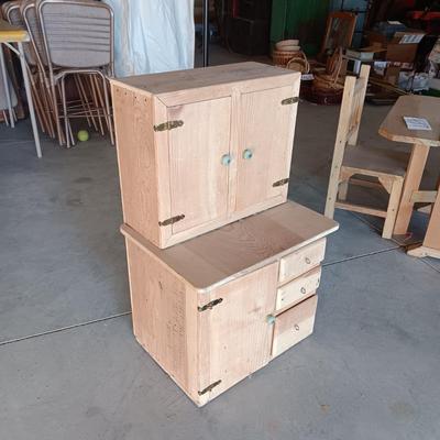 CHILD'S HANDMADE WOODEN HOOSIER CABINET