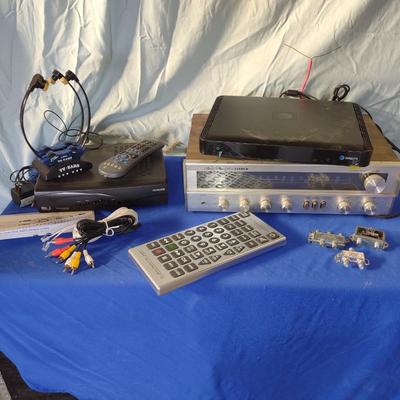 FISHER RECEIVER, JUMBO REMOTE, TV EARS & NEWER DIRECT TV BOX