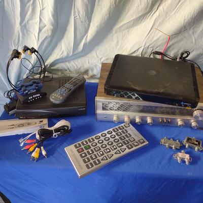 FISHER RECEIVER, JUMBO REMOTE, TV EARS & NEWER DIRECT TV BOX