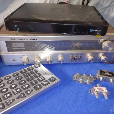 FISHER RECEIVER, JUMBO REMOTE, TV EARS & NEWER DIRECT TV BOX