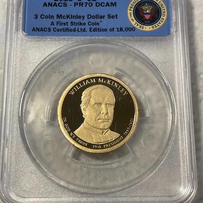 ANACS Certified 2013-S PROOF70 DEEP CAMEO WILLIAM McKINLEY Presidential Dollar Coin "First Strike" as Pictured. FREE DOMESTIC...