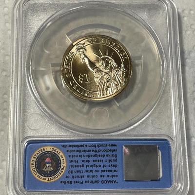 ANACS Certified 2012-P MS67 Chester Arthur Presidential Dollar Coin "First Strike" as Pictured. FREE DOMESTIC SHIPPING.