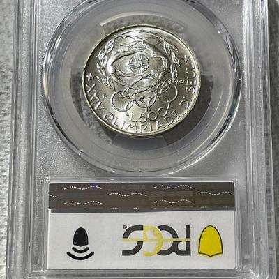 PCGS CERTIFIED ITALY 1988-R MS66 OLYMPICS 500 LIRE SILVER COMMEMORATIVE COIN.