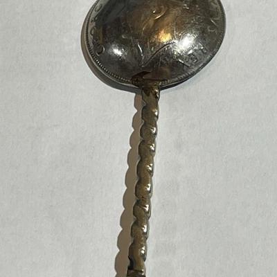 Vintage East Africa 1952 1 Shilling King George Coin Spoon w/Carved Wooden Elephant Handle as Pic'd.