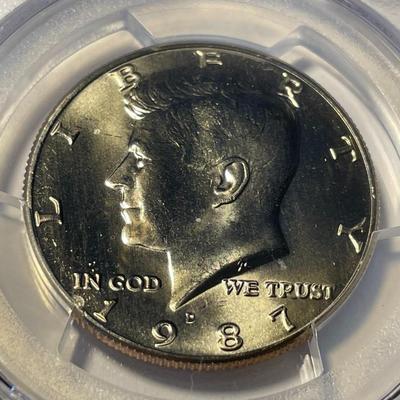 PCGS CERTIFIED 1987-D MS66 KENNEDY HALF DOLLAR AS PICTURED. FREE DOMESTIC SHIPPING.