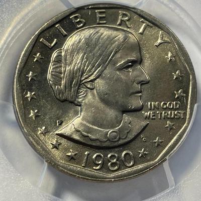 PCGS CERTIFIED 1980-P MS66 SUSAN B. ANTHONY DOLLAR FRESHLY GRADED. FREE DOMESTIC SHIPPING.