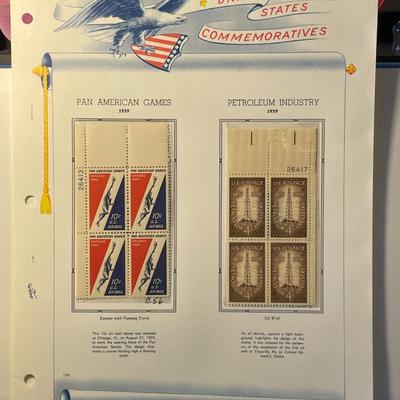 Pan American Games & Petroleum Industry 1959 Mint Condition US Stamp Plate Blocks Page as Pictured. Only One $5 Shipping Charge for 1...