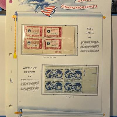 Key's Credo & Wheels of America 1960 Mint Condition US Stamp Plate Blocks Page as Pictured. Only One $5 Shipping Charge for 1 or...