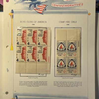 Boys Club of America & Camp Fire Girls 1960 Mint Condition US Stamp Plate Blocks Page as Pictured. Only One $5 Shipping Charge for 1...