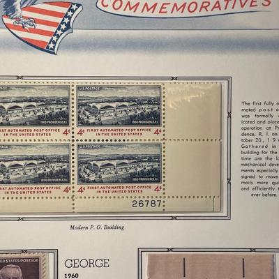 Post Office/George/Dulles 1960 Mint Condition US Stamp Plate Blocks Page as Pictured. Only One $5 Shipping Charge for 1 or 100 Pages Won.