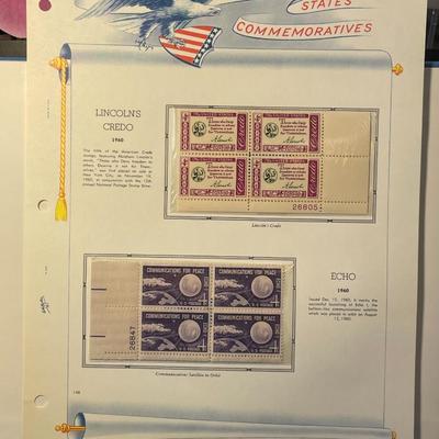 Lincoln's Credo & Echo 1960 Mint Condition US Stamp Plate Blocks Page as Pictured. Only One $5 Shipping Charge for 1 or 100...