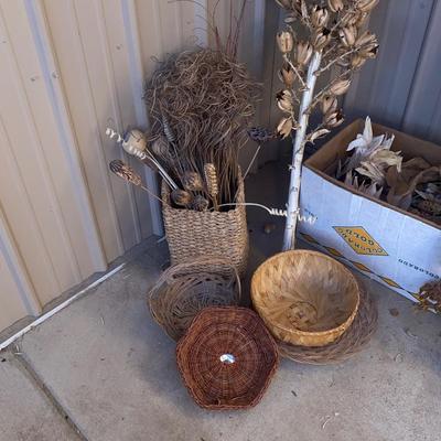 LARGE MACRAMÉ, COLORFUL, CORN, WICKER BASKET’S, AND WOODSY FOLIAGE