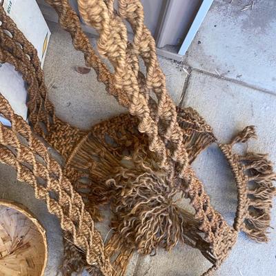 LARGE MACRAMÉ, COLORFUL, CORN, WICKER BASKET’S, AND WOODSY FOLIAGE