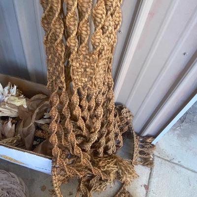 LARGE MACRAMÉ, COLORFUL, CORN, WICKER BASKET’S, AND WOODSY FOLIAGE