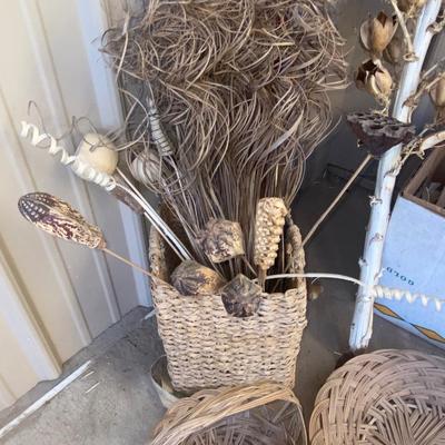 LARGE MACRAMÉ, COLORFUL, CORN, WICKER BASKET’S, AND WOODSY FOLIAGE