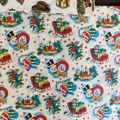 BOX OF VINTAGE GIFT WRAP AND GIFT TAGS PLUS A BOX OF NOEL MATCHES