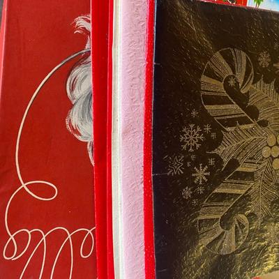 BOX OF VINTAGE GIFT WRAP AND GIFT TAGS PLUS A BOX OF NOEL MATCHES