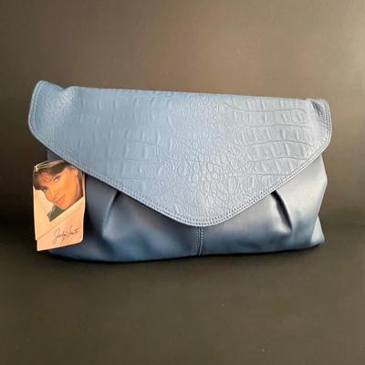 LOT 3: Colorful Handbags, Striped Knitting Tote, Clear Beach Bag with Matching Accessories and Blue Clutch Purse with Shoulder Strap