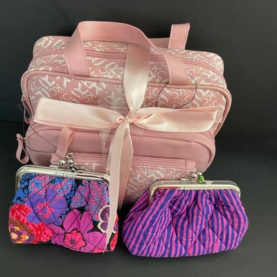 LOT 4: Vera Bradley Coin Purses, 4 pc Kenneth Cole Travel Cosmetic Case, Assortment of Wallets, MiniSac Crossbody Bag, and Beige Color...