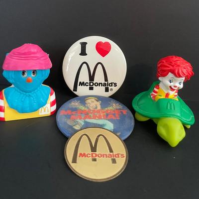 LOT 5: All Things Ronald McDonald Featuring Ronald McDonald Graphic Tee Shirt, Back to School Book Covers, Pencils, Miniature Dolls and...