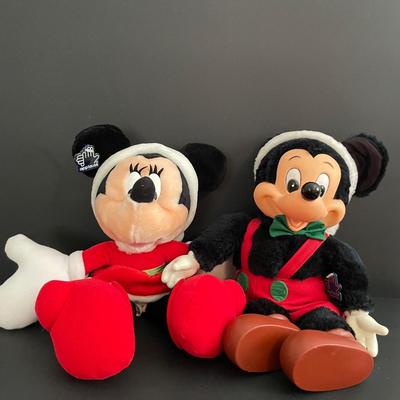 LOT 10: Vintage Items Featuring Mickey and Minnie Mouse, Pull String Mickey Mouse Talking Doll, Roly Poly Chime Ball, Wall Décor Art Set...