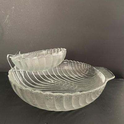 LOT 15: Fluted Glass Chip & Dip Set, Glass Serving Bowl & Salad Bowls, Copper Potpourri Pot, Six (6) Longchamp Wine Glasses and a...