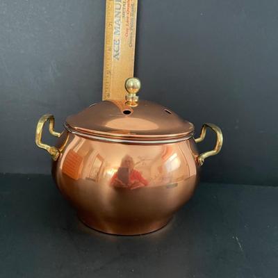 LOT 15: Fluted Glass Chip & Dip Set, Glass Serving Bowl & Salad Bowls, Copper Potpourri Pot, Six (6) Longchamp Wine Glasses and a...