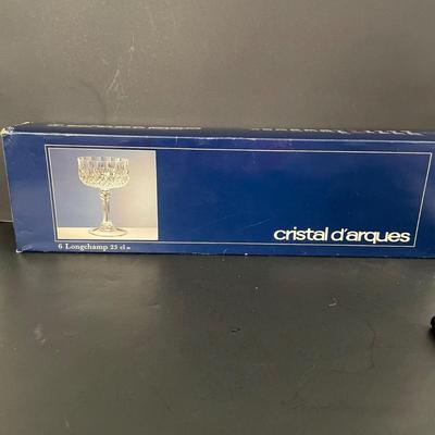 LOT 15: Fluted Glass Chip & Dip Set, Glass Serving Bowl & Salad Bowls, Copper Potpourri Pot, Six (6) Longchamp Wine Glasses and a...