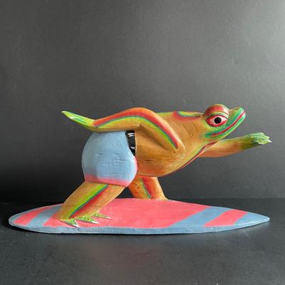 LOT:22 Colorful Collection of Hand Carved Tropical Beach Scenes and Two (2) Vibrant Hand Painted Folk Art Masks