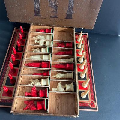 LOT 23: Vintage Kingsway Florentine Chess Set Featuring Replicas of 11th Century Figures, New Bingo, Scrabble, Scribbage & Yahtzee