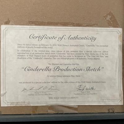 LOT 25: Vintage Cinderella and Cinderella II VHS Tapes with a Collector’s Edition Reproduction of an Animation Sketch from Cinderella...