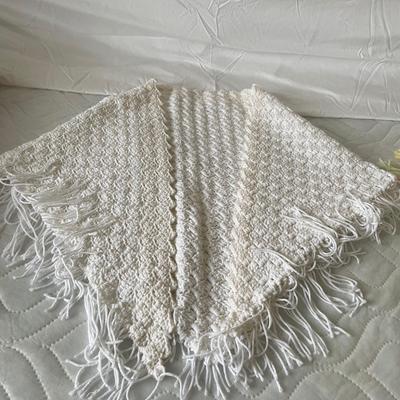 LOT 27: Colorful Collection of Hand Crochet Blankets and Throws (Various Sizes), Hand Crochet White Shoulder Shawl and Whimsical Hand...