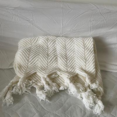 LOT 27: Colorful Collection of Hand Crochet Blankets and Throws (Various Sizes), Hand Crochet White Shoulder Shawl and Whimsical Hand...