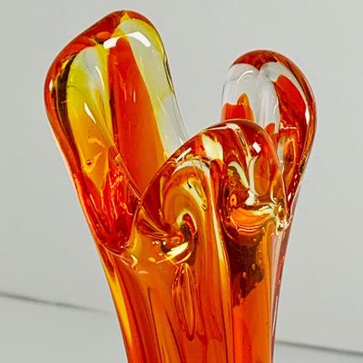 LOT 28: Beautiful Art Glass Vases Including Hoosier Glass, Orange Swung Vase and More