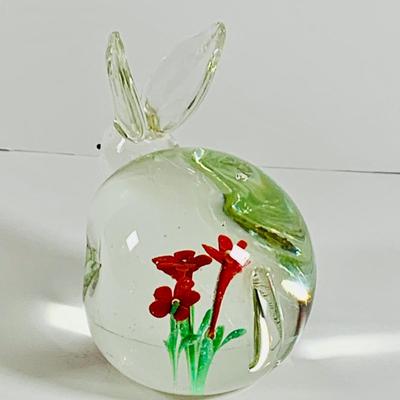 LOT 29: Art Glass Animal Paperweights, Dog, Rabbit and Bird