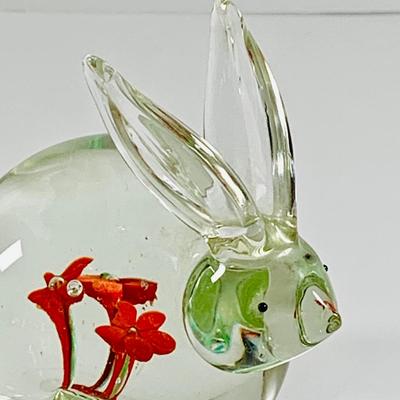 LOT 29: Art Glass Animal Paperweights, Dog, Rabbit and Bird