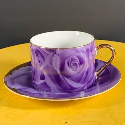 LOT 31: Classic Coffee and Tea Rainbow of Roses Cups, Saucers and Cookie Plates All in Oringinal Round Boxes