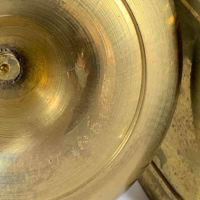 LOT32: Big Brass Collection Featuring a Brass Cat Door Stop, Candle Stick Solders, Bells. Basket and More