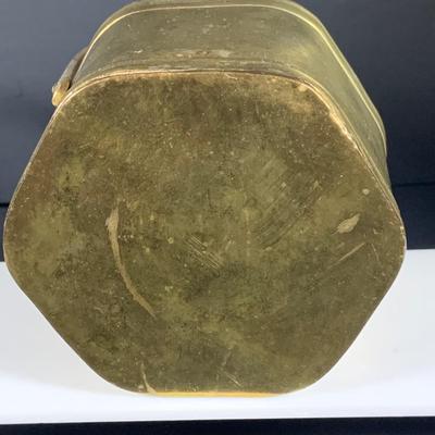 LOT32: Big Brass Collection Featuring a Brass Cat Door Stop, Candle Stick Solders, Bells. Basket and More