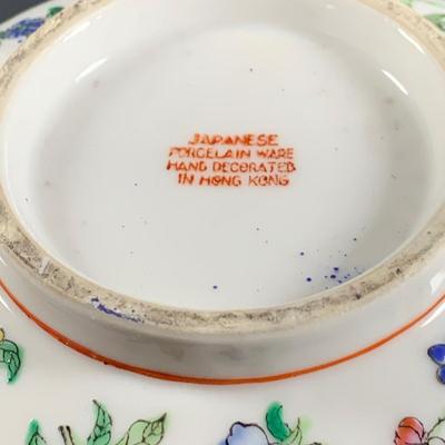 LOT 33: Japanese Porcelain Ware Hand Decorated Bowl, Dish and Soup Spoon