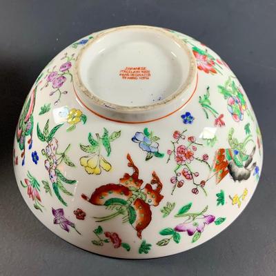 LOT 33: Japanese Porcelain Ware Hand Decorated Bowl, Dish and Soup Spoon