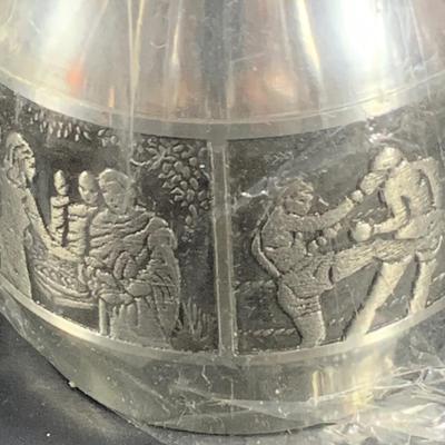 LOT 34: Glass Mirror Tray with Beautiful Stering Silver on Glass Vase, Pewter Vase, Staffordshire Porcelain Bell, Porcelain Egg Shaped...